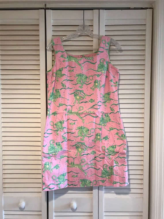 Lilly Pulitzer Vintage Pink Green Monkey Cotton Su