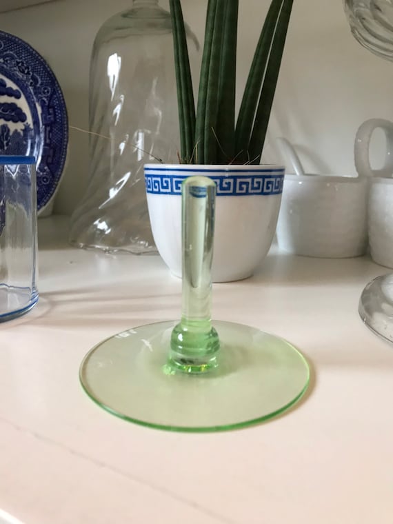 Vintage Green Depression Glass Ring Holder, Green