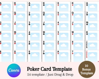 Redigerbar pokerkortmall, fotoinsats, Canva-design (digital nedladdning)
