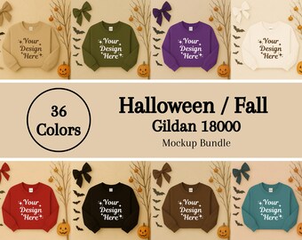 Sudadera Gildan 18000 para Halloween, maqueta, 36 colores, suéter doblado G180, otoño moderno, Halloween divertido y acogedor.