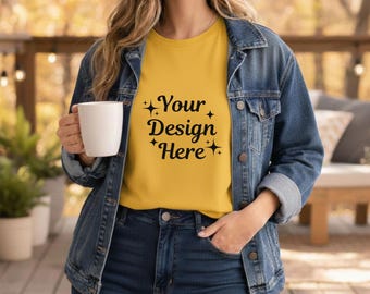 Banana Comfort Colors 1717 T-Shirt Mockup |  CC 1717 Lifestyle Tee | Outdoor Lifestyle Mockup (JPG & PNG)