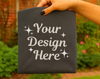 Pepper Comfort Colors 1717 Shirt Mockup, Hand Holding Folded Tee, Unisex Flat Lay Mockup (JPG & PNG)