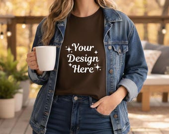 Espresso Comfort Colors 1717 T-Shirt Mockup |  CC 1717 Lifestyle Tee | Outdoor Lifestyle Mockup (JPG & PNG)
