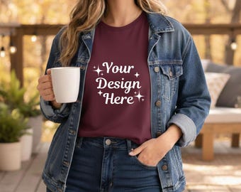 Maqueta de camiseta Berry Comfort Colors 1717 / Camiseta de estilo de vida CC 1717 / Maqueta de estilo de vida para exteriores (JPG y PNG)