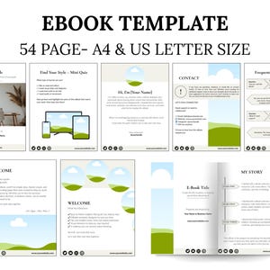 Editable Canva eBook Template, 54 Page Lead Magnet, Workbook Design, A4 & US Letter Size, Digital Course Guide, Business  eBook Layout