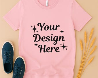 Bella Canvas 3001 Blossom T-Shirt Mockup | Minimal Flat Lay Tee | Neutral Unisex Shirt | Digital Download (JPG & PNG)