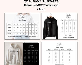 Gildan 18500 Size Chart Bundle, Unisex Hoodie Size Guide, Gildan Hoodie Measurement Chart, Printable Size Chart Pack