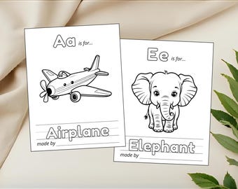 Baby's First ABC Book, Alphabet Coloring Book Printable, Baby Shower ABC Guest Book, A-Z Letter, 5x7, A4 & US Letter Sizes, Alphabet Book