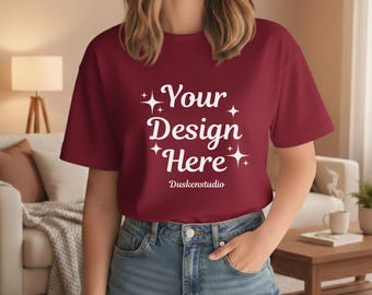 Maqueta de camiseta Berry Bella Canvas / Maqueta de camiseta BC 3001 Lifestyle / Camiseta neutra Lifestyle (JPG y PNG)