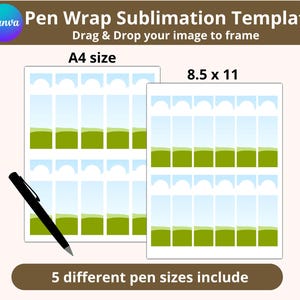 Pen Wrap Sublimation Template, 5 Sizes for Epoxy & Gel Pens, Canva Editable,| InkJoy, Sharpie, BIC, Flair, Epoxy Pen Wrap,  Blank Pen Wrap