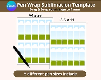 Pen Wrap Sublimation Template, 5 Sizes for Epoxy & Gel Pens, Canva Editable,| InkJoy, Sharpie, BIC, Flair, Epoxy Pen Wrap,  Blank Pen Wrap