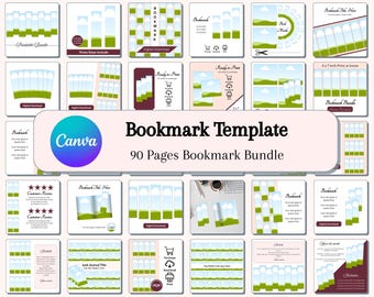 Paquete de plantillas de marcapáginas de Canva, marcos de marcapáginas editables e imprimibles, diseño de arrastrar y soltar, marcapáginas DIY personalizado, ideas de productos digitales para vender en Etsy