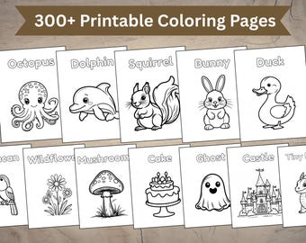 300+ druckbare Malvorlagen für Kinder, Kleinkinder, Vorschulkinder, lustiges Ausmalbuch PDF, Kindergarten Homeschool-Aktivitäten, 8,5x11