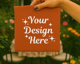 Bella Canvas 3001 Burnt Orange T-Shirt Mockup, Hand Holding Folded Tee, Minimal Neutral Unisex Shirt, Digital Download (JPG & PNG)