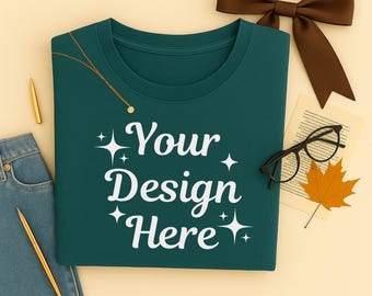 Bella Canvas 3001 Berry T-Shirt Mockup, Folded Flat Lay Tee, Minimal Neutral Unisex Shirt, Cozy Trendy Aesthetic Summer Fall (JPG & PNG)
