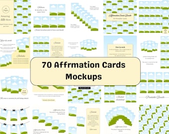 70 Canva Mockups for 4x6 Affirmation Cards , Editable Digital Product Templates , Printable Deck Display , Etsy Listing Image Bundle
