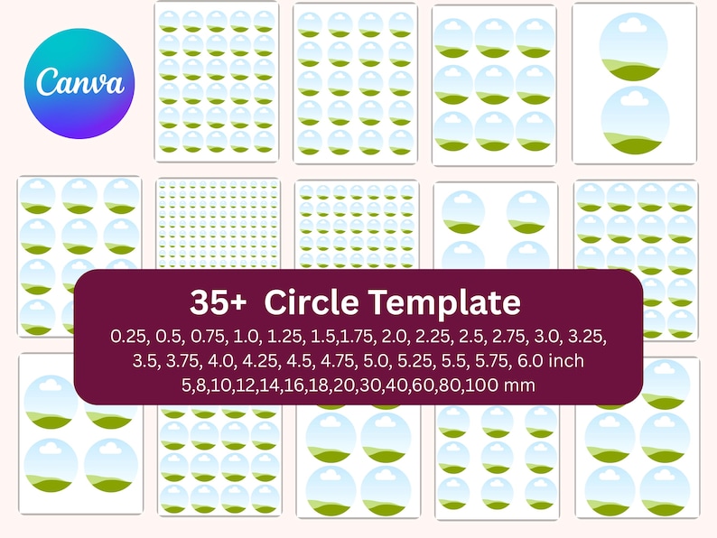 Editable Circle Collage Sheet Bundle, Canva Circle Template Kit ...