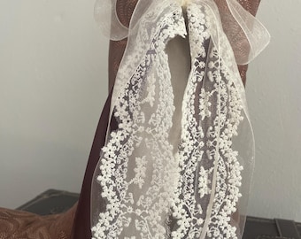 Vintage Lace Cowgirl Boot Bows cream & brown RibbonsCountry Accessory Gameday University  Concert Wear Weddings Events Boots