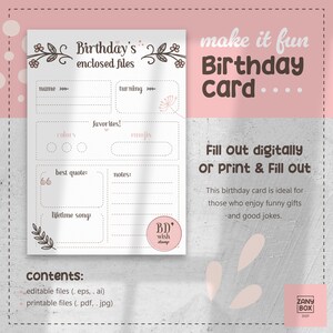 Cartão de aniversário personalizável - Torne-o divertido - Estilo floral