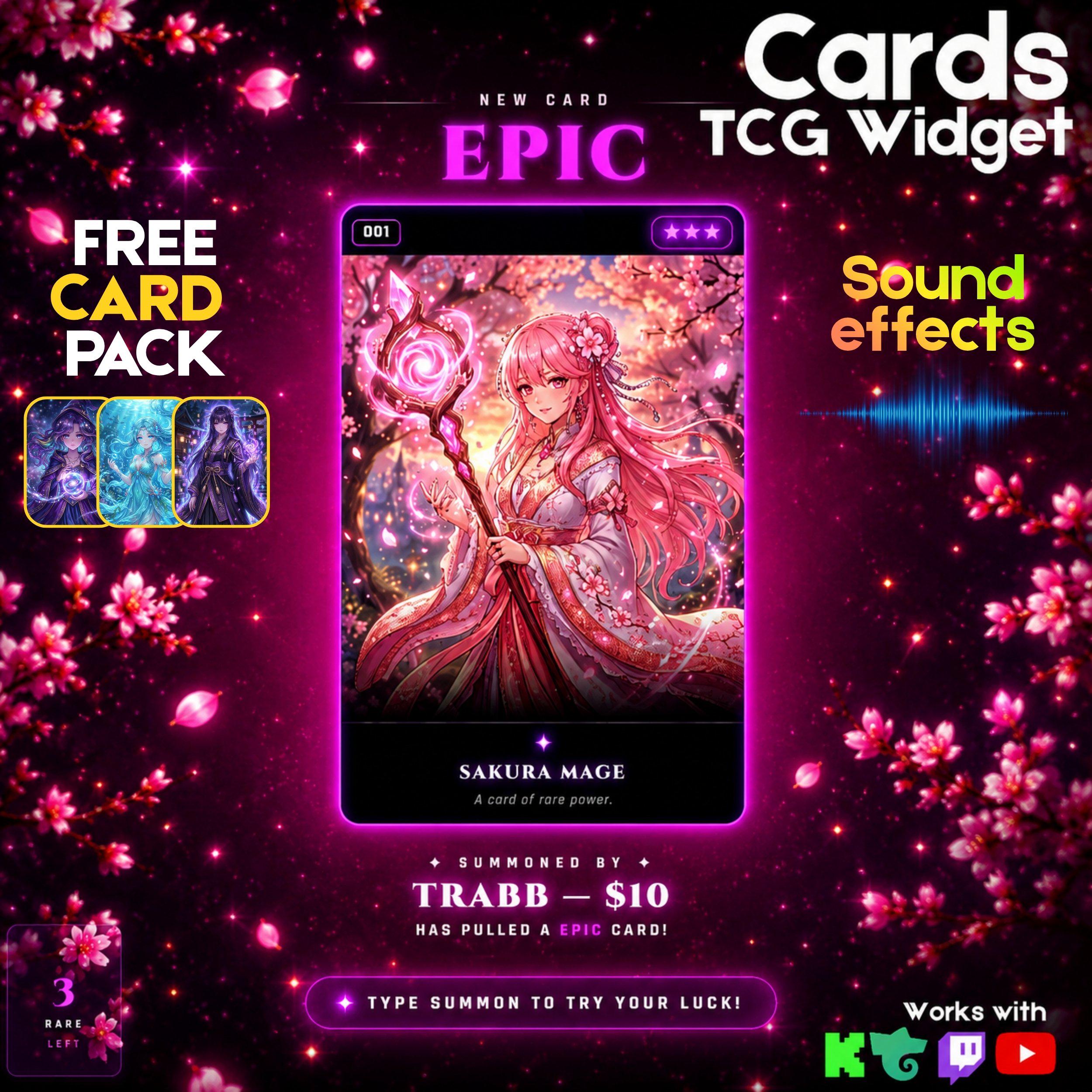 Cosmic Themed TCG Widget • Twitch Youtube Kick Trovo • Fully Automatic Card Packs • Fully Customizable • Streamelements OBS