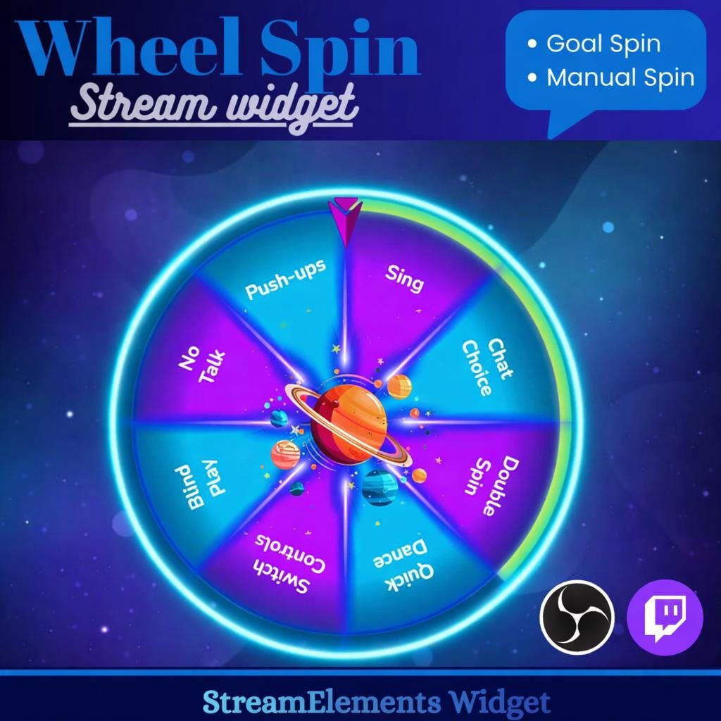 Wheel Widget Space Spin Wheel Widget for Twitch | Cosmic Theme | Customizable ...