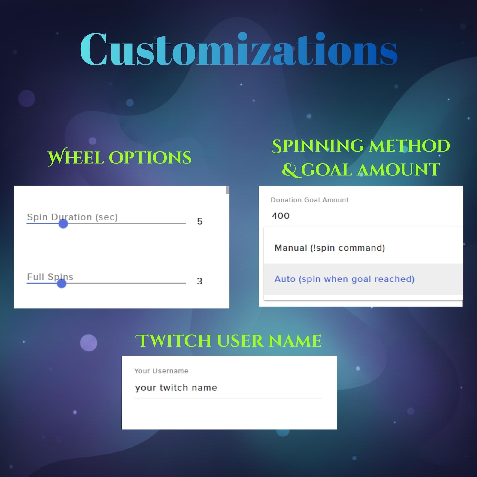 Wheel Widget Space Spin Wheel Widget for Twitch | Cosmic Theme | Customizable ...