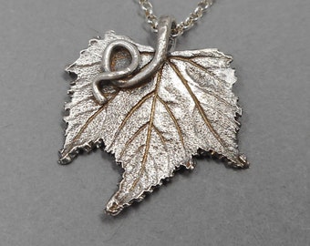 Grape Leaf Necklace- Fine Silver Pendant- Eco-Friendly Jewelry- Botanical Mother's Day Gift- Spring Wedding- Vineyard Winemaker- Plant Earth