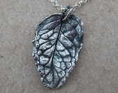 Mint Leaf Pendant- Botanical Jewelry- Nature Fine Silver Necklace- Plant Parent- Gardener Gift- Peppermint Spearmint- One of a Kind OOAK