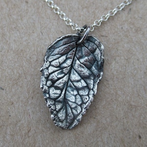Mint Leaf Pendant- Botanical Jewelry- Nature Fine Silver Necklace- Plant Parent- Gardener Gift- Peppermint Spearmint- One of a Kind OOAK
