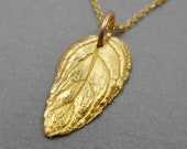 Botanical Mint Leaf Necklace- 22k Gold Eco-Friendly Jewelry- Mother's Day Pendant- Wedding Gift- Julep Herb- Gardener- Plant Parent Nature