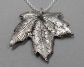 Maple Leaf Necklace- Fine Silver Botanical Jewelry- Rustic Wedding Pendant- Eco-Friendly Mother's Day Gift- Canada Plant Parent- Autumn Fall