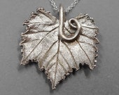 Botanical Grape Leaf Necklace- Vineyard Wedding Jewelry- Eco-Friendly Fine Silver Pendant- Gardener Gift- Winemaker- Plant Parent Outdoors