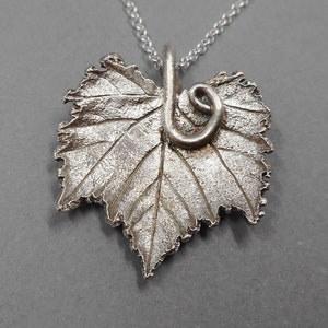 Botanical Grape Leaf Necklace- Vineyard Wedding Jewelry- Eco-Friendly Fine Silver Pendant- Gardener Gift- Winemaker- Plant Parent Outdoors