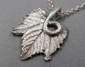 Grape Vine Pendant- Fine Silver Leaf Jewelry- Gardener Gift- Vineyard Wedding- Outdoor Eco-Friendly- Mother's Day- Plant Parent Necklace