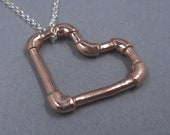 Small Pipe Fitting Heart Pendant in Pink or Sterling Silver- Valentine's Day Gift for Her- Steampunk- Plumber Love Sweetheart Jewelry