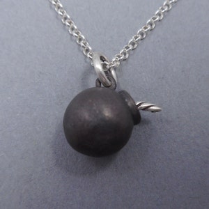 Cartoon Bomb Charm in Sterling Silver- Steampunk Explosive- Industrial Geekery- Manga Anime- Fantasy Cheery Bomb- Dynamite- Charm Bracelet
