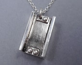I Beam Pendant- Sterling Silver Industrial Necklace- Industrial Jewelry- Ironworker- Urban Jewelry- Steel Plate- Rivets- Jewelry Rodbuster