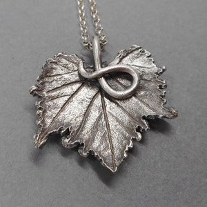 Fine Silver Grape Leaf Pendant- Eco-Friendly Jewelry- Vine Wine- Plant Parent- Vineyard Wedding Spring Bride- Mother&#39;s Day- Earth Botanical
