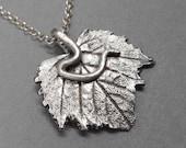 Grape Leaf Necklace- Fine Silver Pendant- Vineyard Wedding- Eco-Friendly Jewelry- One of a Kind- Vine Winemaker- Summer Leaves- Plant Parent