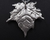 Maple Leaf Pendant- Fine Silver Necklace- Botanical Eco-Friendly Jewelry- Canada Mother's Day- Rustic Gardener Gift- Plant Parent Foliage