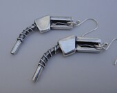 Gas Pump Earrings in Sterling Silver- Petrolhead GearHead Jewelry- Drivers License Sweet 16 Gift- Open Road Trip- Fossil Fuel- Automotive