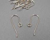 Sterling Silver Earwires- Solid Shepard Hook Ear Wires- French Hooks- Artisan Hand Made in USA- Earring Components- Jewelry Making Supply