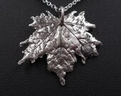 Maple Leaf Pendant with Ladybug- Fine Silver Pendant- Entomologist Gift- Fall Autumn- Real Leaf Jewelry- Bug Insect Plant- Plant Parent