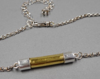 Fuse Necklace in Sterling Silver & 22k Gold- STEM Electrician- Maker Gift for Her Him Them- Spark Power- Engineer Builder- 18k Rose Gold