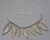 Walnut Leaf Fine Silver Bib Necklace- Statement Meeting Jewelry- Plant Parent Gift- Botanical Eco-Friendly- Outdoor Wedding- Spring Tree