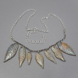 Walnut Leaf Fine Silver Bib Necklace- Statement Meeting Jewelry- Plant Parent Gift- Botanical Eco-Friendly- Outdoor Wedding- Spring Tree