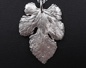 Mulberry Tree Pendant- Fine Silver Eco-Friendly Leaf Jewelry- Real Leaves Botanical Necklace- Tree Bush Earth- Outdoor Wedding- Plant Parent