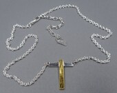 T-Square Necklace in Sterling Silver & 22k Gold- T Bar Architect- Engineer Tool- Cartoonist Gift For Her- For Him- Them- Drawing Drafting