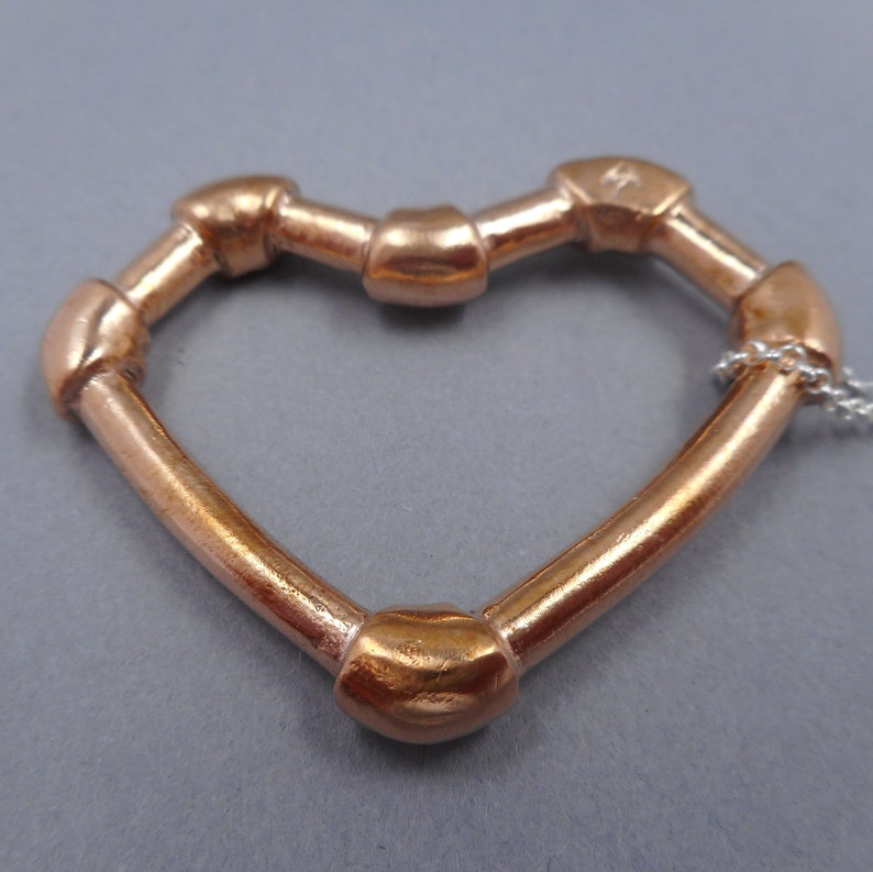 Copper Pipe Heart in Pink Silver from Forged Mettle Jewelry