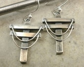Powerlines Industrial Fine Silver Earrings - Industrial Jewelry - Techie Utility Pole - Industrial Earrings -Hidden Cross -Powerline Jewelry